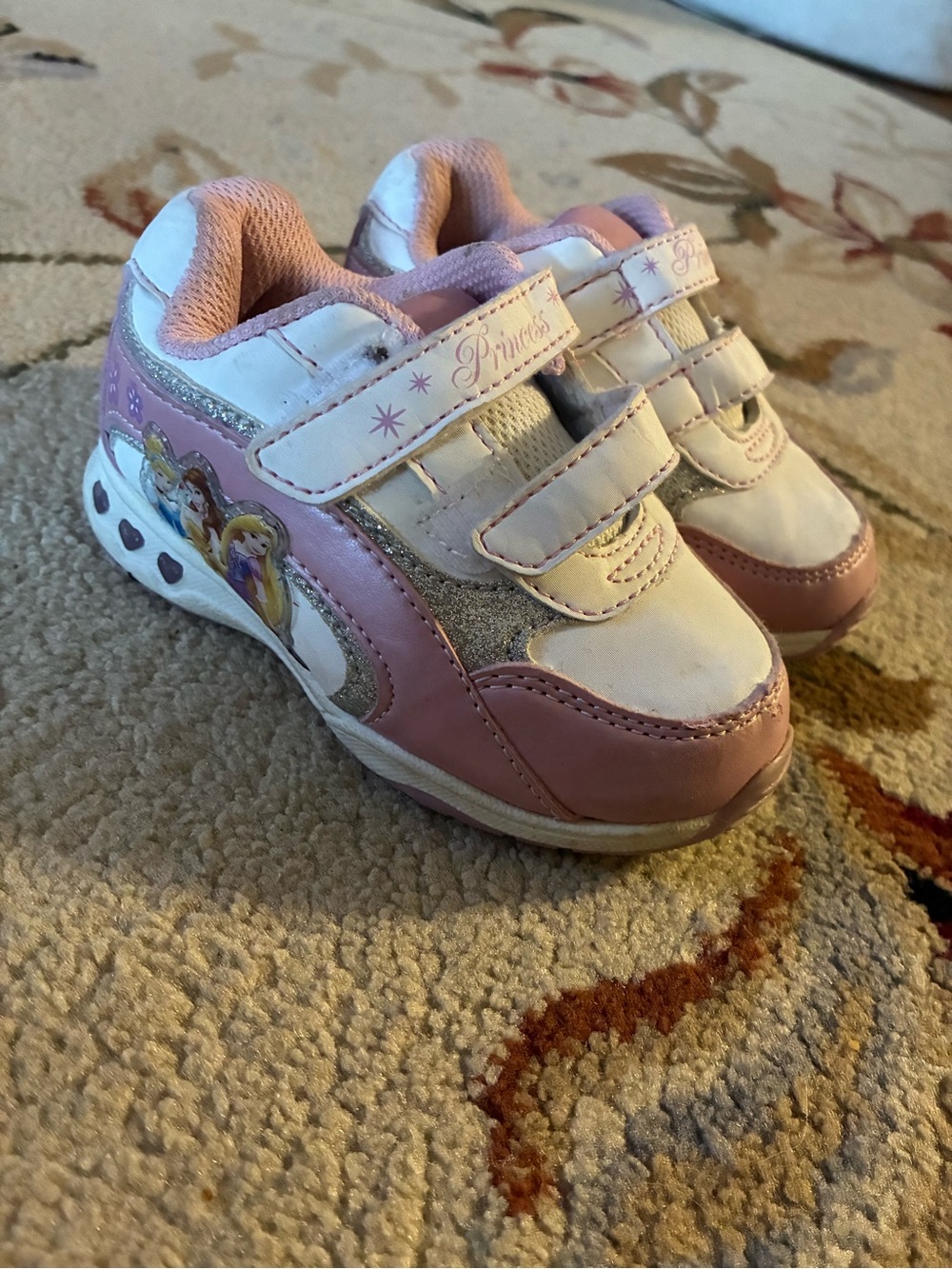 Girls Pink Disney Princess Light-Up Athletic Sneakers